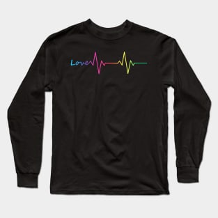 Rainbow Love Heartbeat Long Sleeve T-Shirt